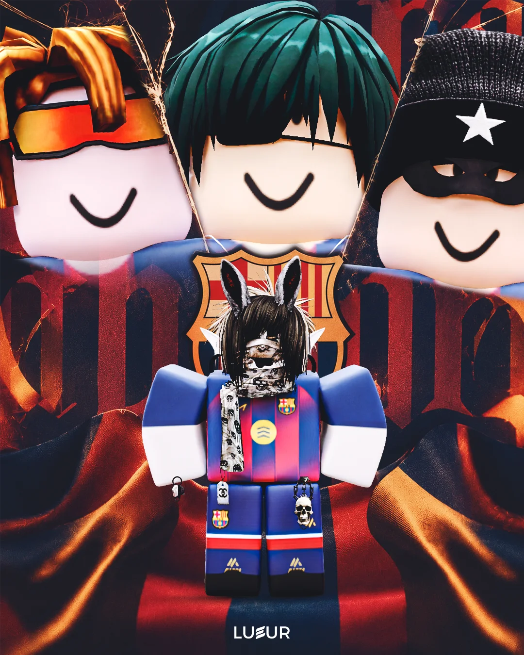 Personagem com camisa do Barcelona
