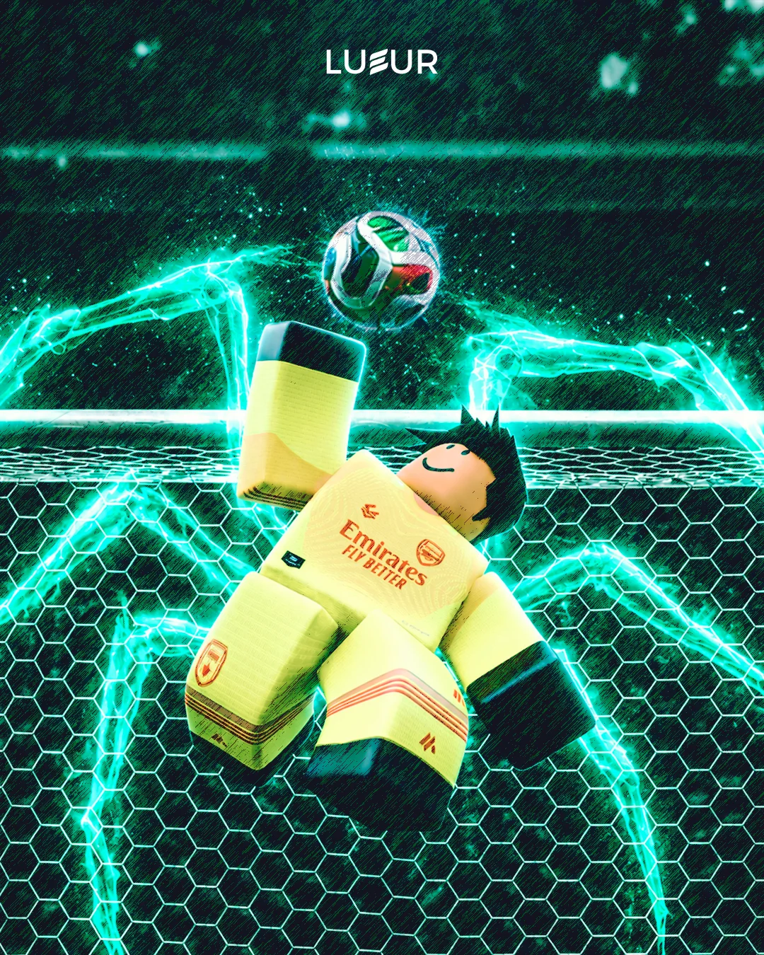 Goleiro do Arsenal em arte de Roblox