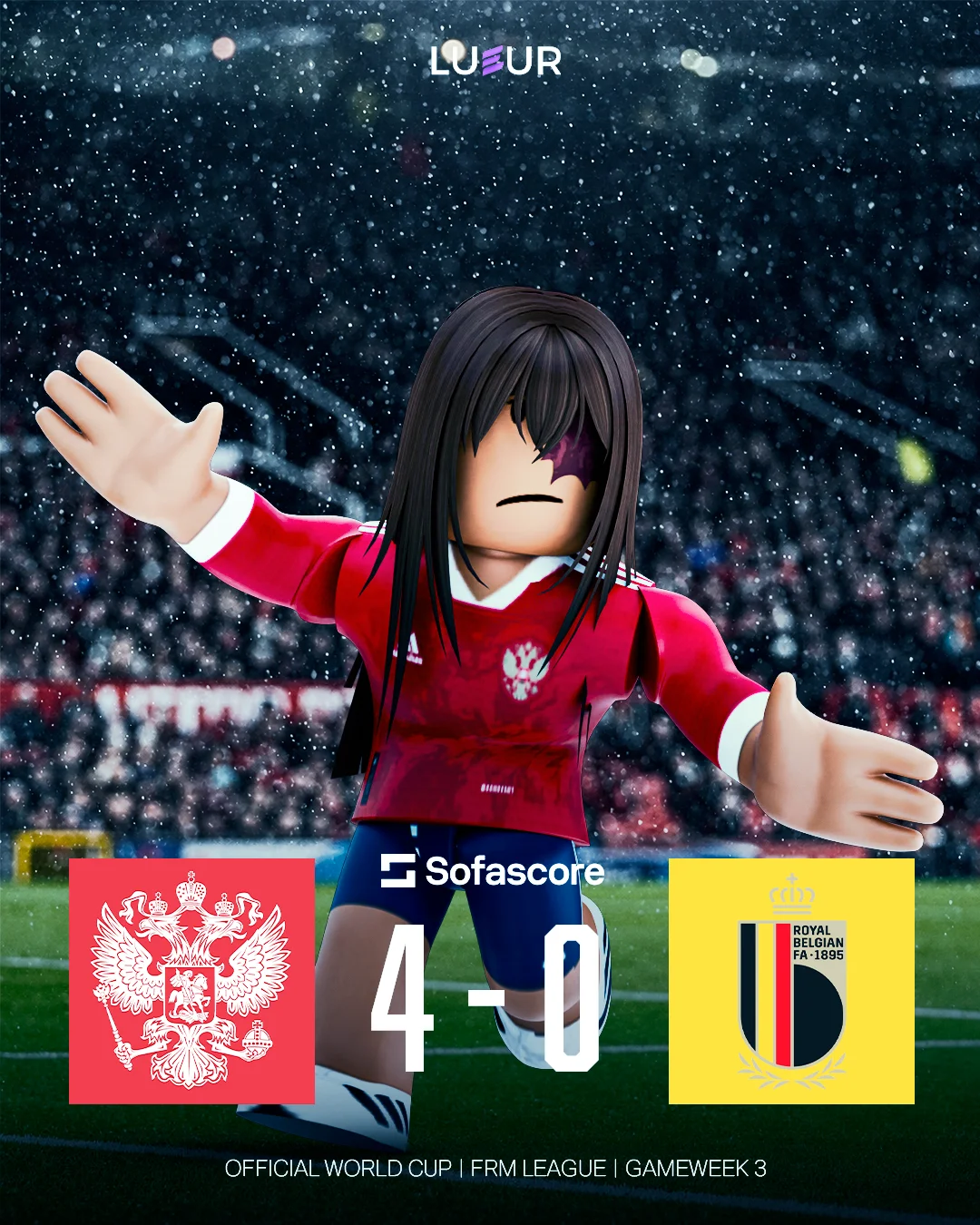 Rússia 4 x 0 Bélgica, arte da Copa do Mundo