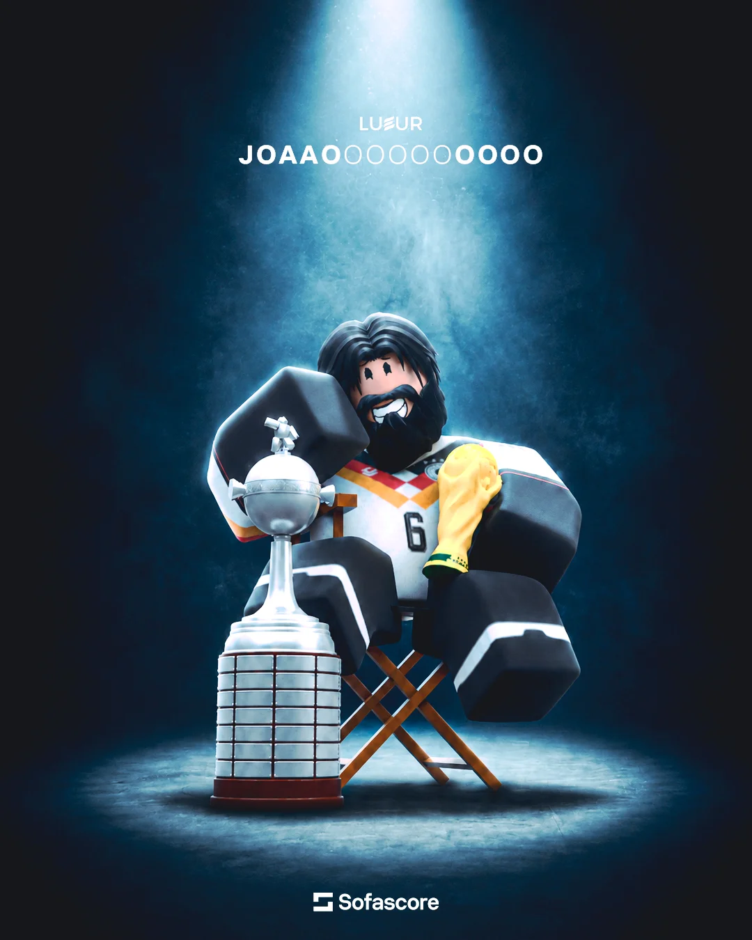 Personagem de Roblox em arte de Copa do Mundo